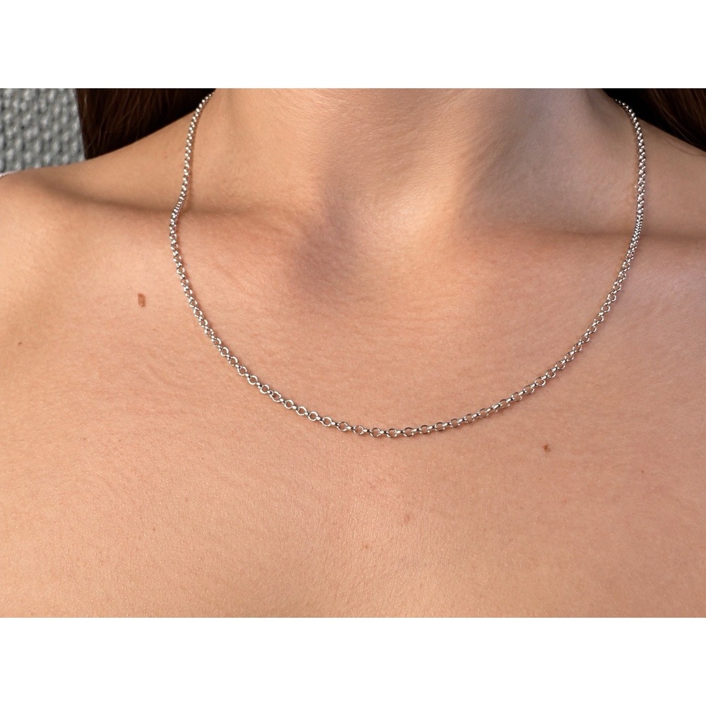 Italian Sterling Silver 925 Rolo Chain Necklace 20" Italy New With Tag - Picture 2 of 7